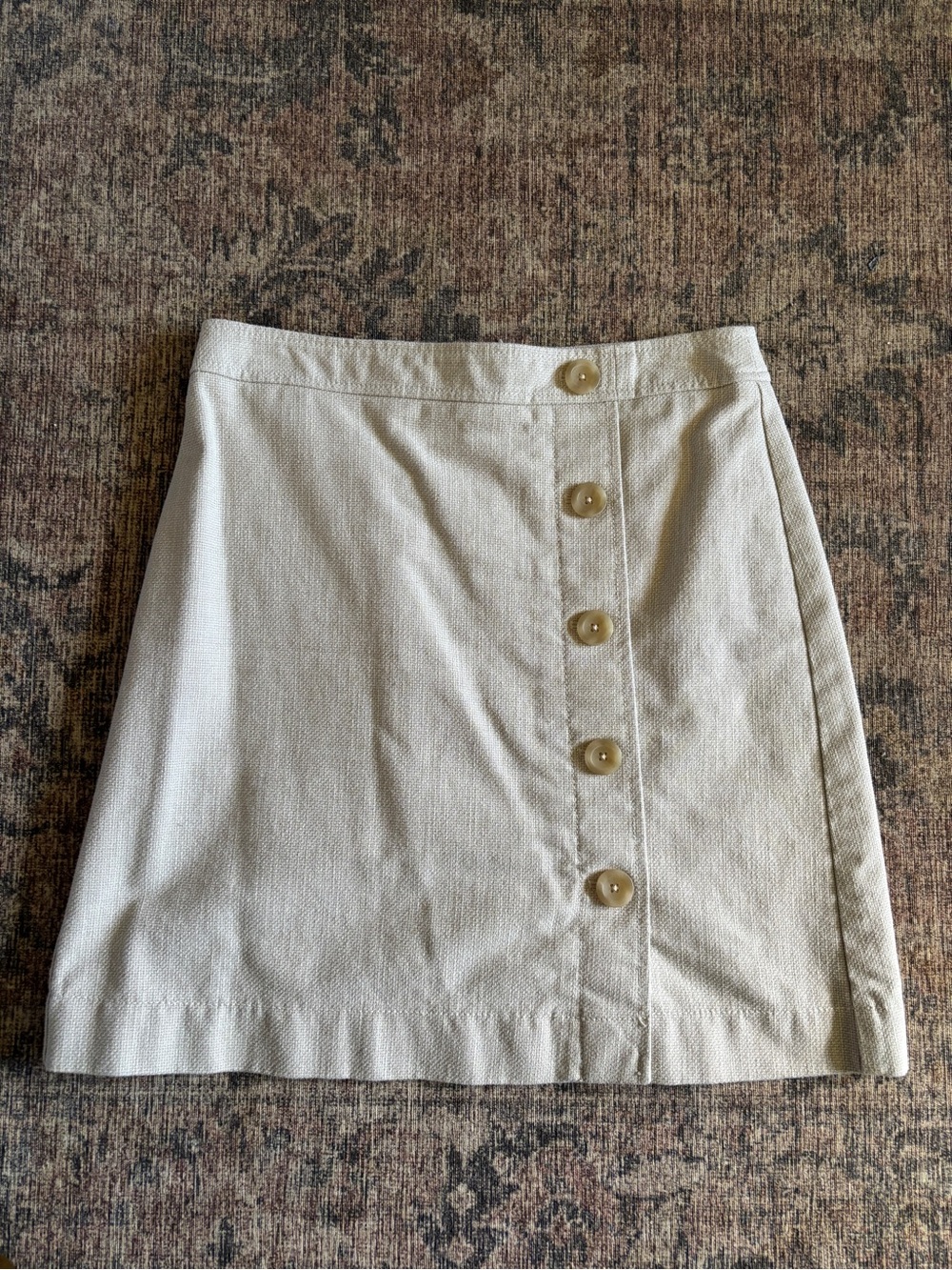 Ann Taylor Beige Button-Front A-Line Skirt Size 6